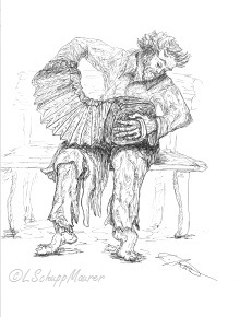 Zeichnung eines Musikers